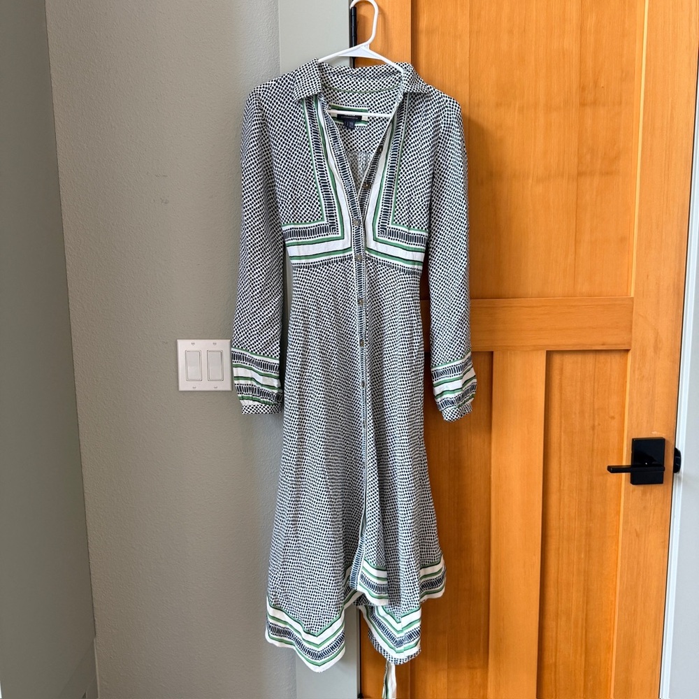 Anthropologie Maeve Green and Black Polka Dot dress